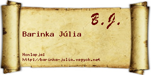 Barinka Júlia névjegykártya